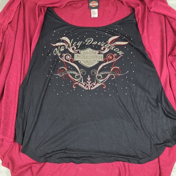 Harley Davidson Women's Small/Medium Shirt Red Decorative Shirt - Picture 9 of 11